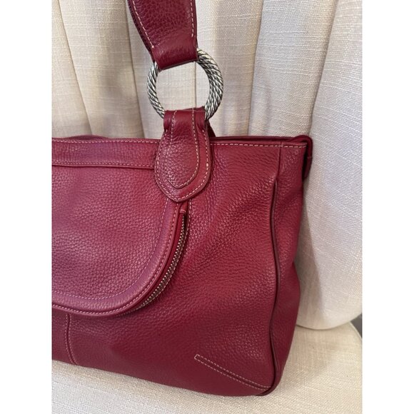 Brighton Red Pebbled Leather Shoulder Tote Bag Rare Retired EUC - Picture 14 of 16